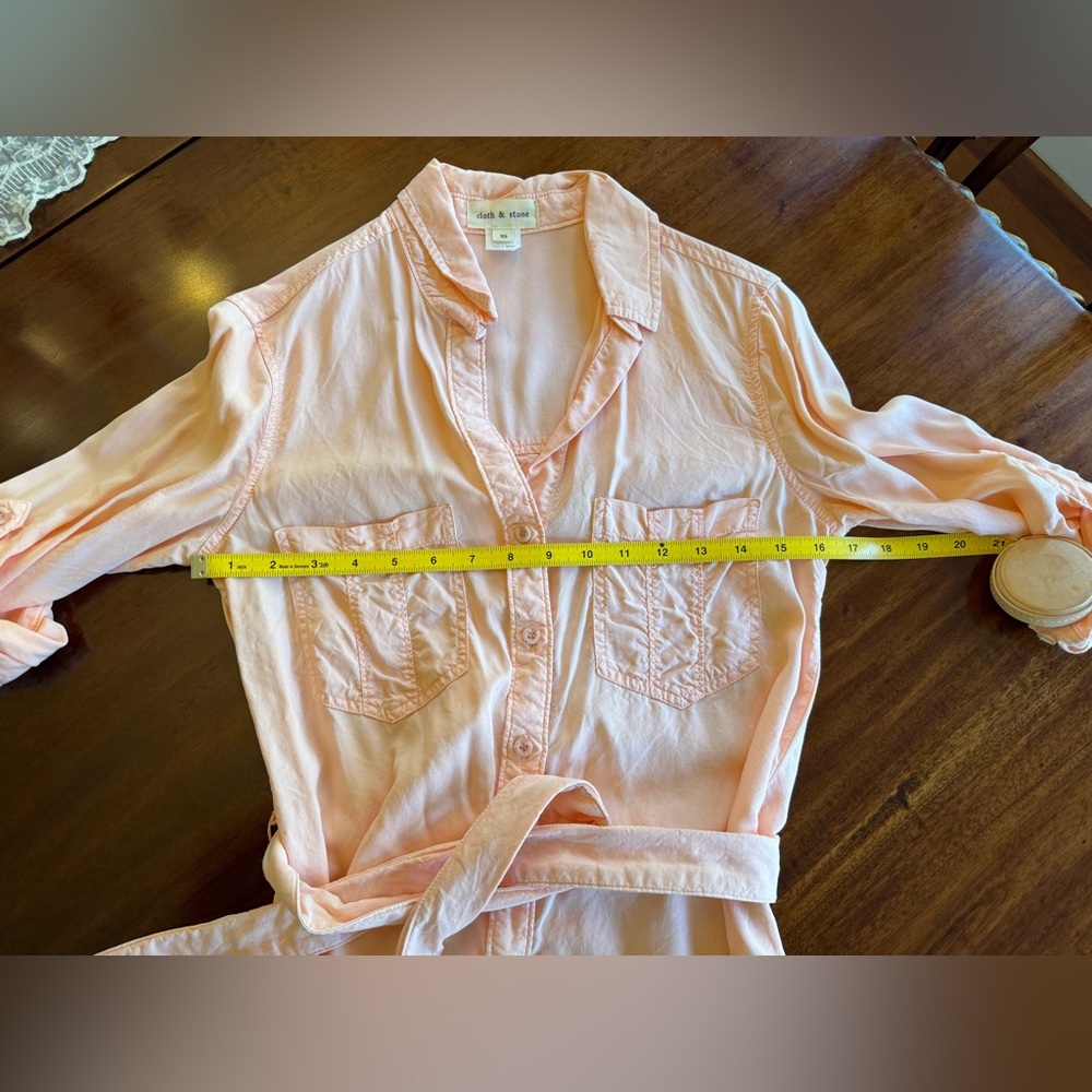 Cloth & Stone Peach Long Sleeve Tie Front Dress - Picture 5 of 10